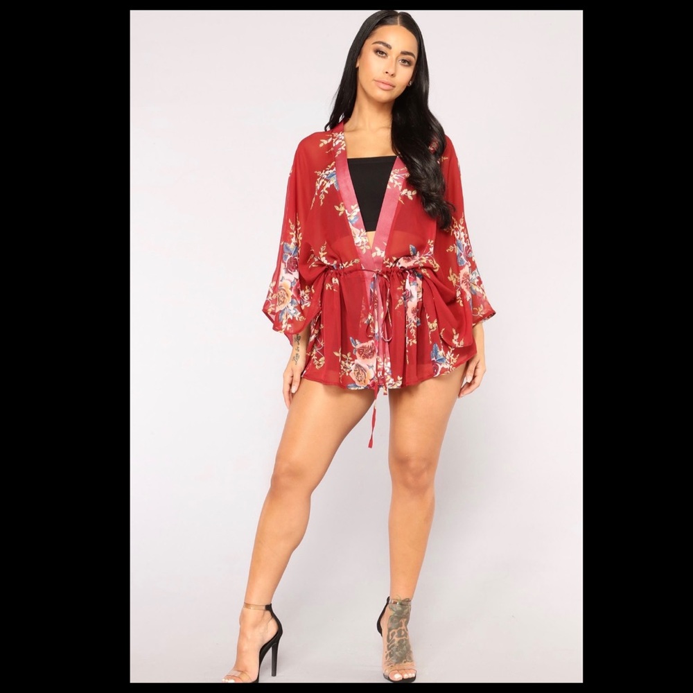 Short Kimono Tie Front Top Fashionnova